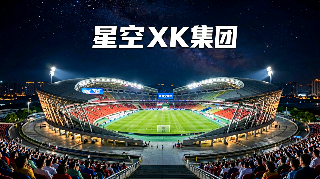 星空XK集团体育赛事场馆全景，呈现夜间灯光下的现代化体育场馆
